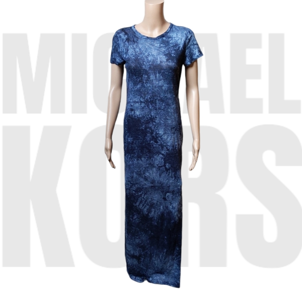 MICHAEL KORS Tie-dye Tshirt Maxi dress / Blue / Short sleeve / Small